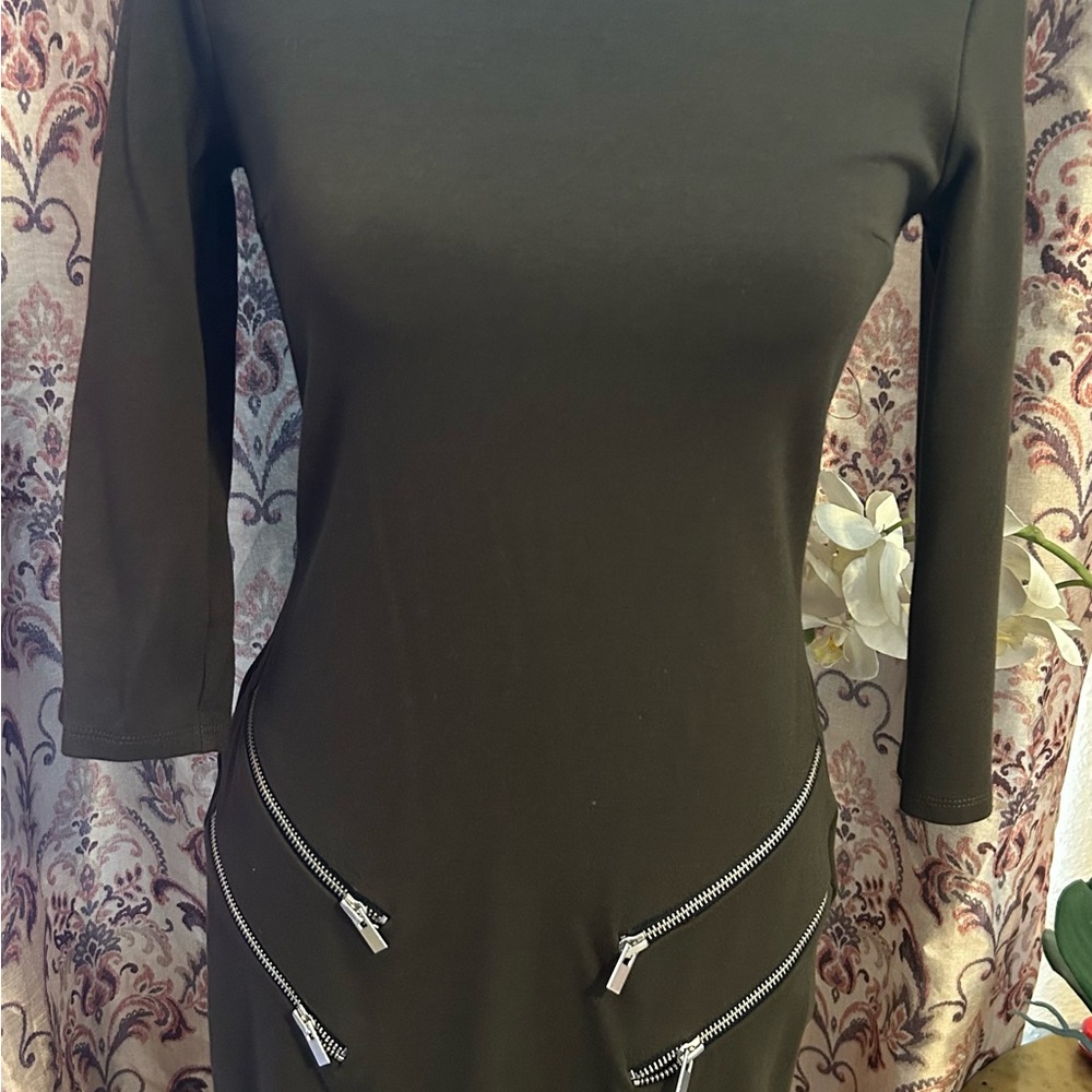 Express Woman XS Petite Green Dress Sleeve Dress Zippers